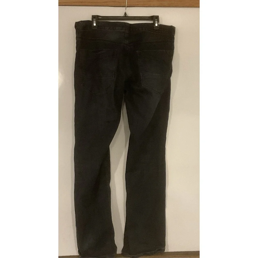 Fox Denim Jeans Mens 34 X 32 Black Revolver Button Fly Straight Leg Casual - Picture 2 of 11